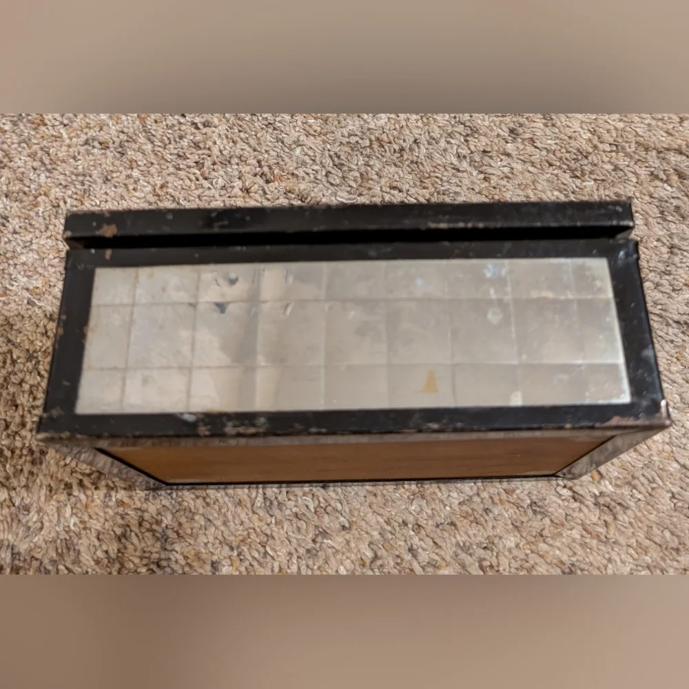 1926 Black On Silver Swan Wooden Hinged Jewelry Box